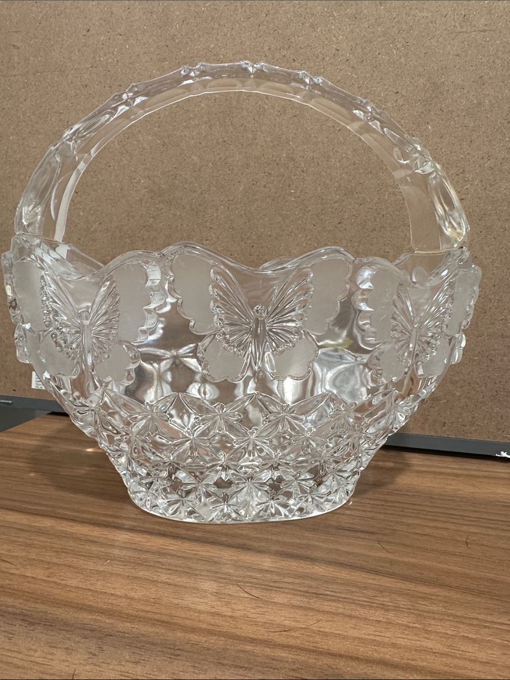 Clear Glass Butterfly Basket - Decorative Home Accent